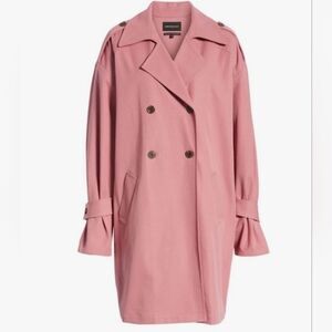 Something Navy 95% Cotton Pink Trench Coat Size XL